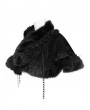 Devil Fashion Black Gothic Floral Velvet Fur Trim Cape for Women