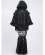 Devil Fashion Black Gothic Faux Fur Trim Chained Leather Cloak for Women