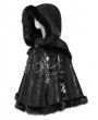 Devil Fashion Black Gothic Faux Fur Trim Chained Leather Cloak for Women