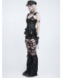 Devil Fashion Black Gothic Punk Leather Ruffle Strap Corset Top for Women
