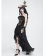 Devil Fashion Black and Gold Retro Gothic Floral Ruffle Corset Top for Women