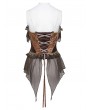 Devil Fashion Brown and Gold Retro Gothic Floral Ruffle Corset Top for Women