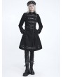 Devil Fashion Black Gothic Punk Military Spiked Double Breasted Coat for Women