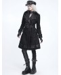 Devil Fashion Black Gothic Punk Military Spiked Double Breasted Coat for Women