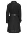 Devil Fashion Black Gothic Punk Military Spiked Double Breasted Coat for Women