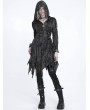 Devil Fashion Black Gothic Distressed Asymmetrical Hooded Coat for Women