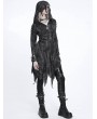 Devil Fashion Black Gothic Distressed Asymmetrical Hooded Coat for Women