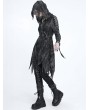 Devil Fashion Black Gothic Distressed Asymmetrical Hooded Coat for Women