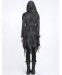 Devil Fashion Black Gothic Distressed Asymmetrical Hooded Coat for Women