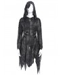 Devil Fashion Black Gothic Distressed Asymmetrical Hooded Coat for Women