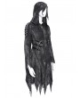 Devil Fashion Black Gothic Distressed Asymmetrical Hooded Coat for Women