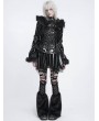 Devil Fashion Black Gothic Fur Hooded Faux Leather Jacket for Women