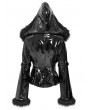 Devil Fashion Black Gothic Fur Hooded Faux Leather Jacket for Women
