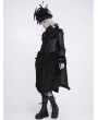 Devil Fashion Black Gothic Loose Faux Shearling Patchwork Coat for Women