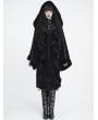 Devil Fashion Black Gothic Faux Fur Buckle Hooded Coat for Women
