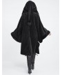 Devil Fashion Black Gothic Faux Fur Buckle Hooded Coat for Women