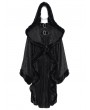 Devil Fashion Black Gothic Faux Fur Buckle Hooded Coat for Women