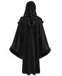 Devil Fashion Black Gothic Faux Fur Buckle Hooded Coat for Women