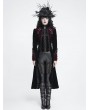 Devil Fashion Black and Red Gothic Vintage Embroidered Velvet Tailcoat for Women