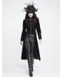 Devil Fashion Black and Red Gothic Vintage Embroidered Velvet Tailcoat for Women