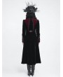 Devil Fashion Black and Red Gothic Vintage Embroidered Velvet Tailcoat for Women
