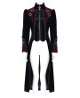 Devil Fashion Black and Red Gothic Vintage Embroidered Velvet Tailcoat for Women
