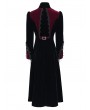 Devil Fashion Black and Red Gothic Vintage Embroidered Velvet Tailcoat for Women