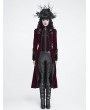 Devil Fashion Red and Black Gothic Vintage Embroidered Velvet Tailcoat for Women