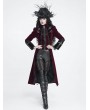 Devil Fashion Red and Black Gothic Vintage Embroidered Velvet Tailcoat for Women