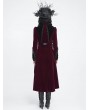 Devil Fashion Red and Black Gothic Vintage Embroidered Velvet Tailcoat for Women