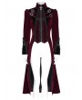 Devil Fashion Red and Black Gothic Vintage Embroidered Velvet Tailcoat for Women