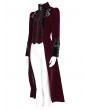 Devil Fashion Red and Black Gothic Vintage Embroidered Velvet Tailcoat for Women