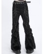 Devil Fashion Black Gothic Plush Spliced Bell Bottom Pants for Women