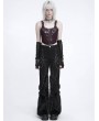 Devil Fashion Black Gothic Plush Spliced Bell Bottom Pants for Women