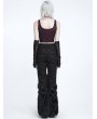 Devil Fashion Black Gothic Plush Spliced Bell Bottom Pants for Women