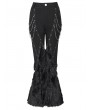Devil Fashion Black Gothic Plush Spliced Bell Bottom Pants for Women