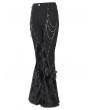 Devil Fashion Black Gothic Plush Spliced Bell Bottom Pants for Women