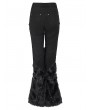 Devil Fashion Black Gothic Plush Spliced Bell Bottom Pants for Women