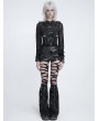 Devil Fashion Black Gothic Wing Flap Buckled Leather Hot Pants for Women