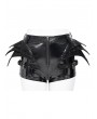 Devil Fashion Black Gothic Wing Flap Buckled Leather Hot Pants for Women