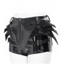 Devil Fashion Black Gothic Wing Flap Buckled Leather Hot Pants for Women
