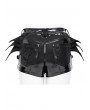 Devil Fashion Black Gothic Wing Flap Buckled Leather Hot Pants for Women