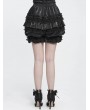 Devil Fashion Black Gothic Vintage Beaded Ruffle Leather Bloomer Shorts for Women