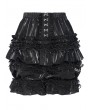 Devil Fashion Black Gothic Vintage Beaded Ruffle Leather Bloomer Shorts for Women