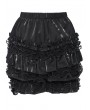 Devil Fashion Black Gothic Vintage Beaded Ruffle Leather Bloomer Shorts for Women