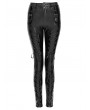 Devil Fashion Black Gothic Buckle Strap Lace-Up Faux Leather Pants for Women