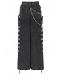 Devil Fashion Black Gothic Punk Grunge Ripped Wide Leg Pants for Women