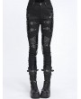 Devil Fashion Black Gothic Punk Rivets Leather Patch Pants for Women