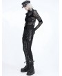 Devil Fashion Black Gothic Punk Rivets Leather Patch Pants for Women