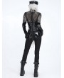 Devil Fashion Black Gothic Punk Rivets Leather Patch Pants for Women